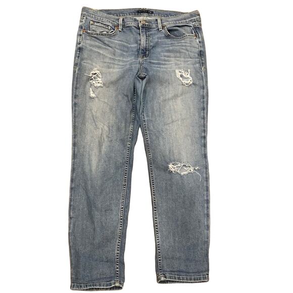 LEVEL 99 ANTHRO Nevis Wash Distressed Tomboy Straight Jeans 30 - Picture 2 of 8